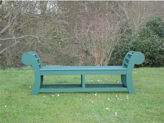 Medium Edo Backless Bench painted Malachite