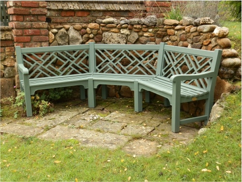 Chinoiserie Corner Seat painted Lichen Green
