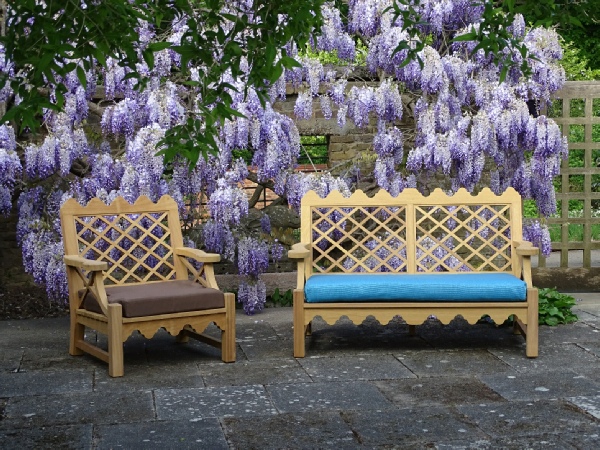Indian Lattice Lounger Chair & 2 Seater Sofa