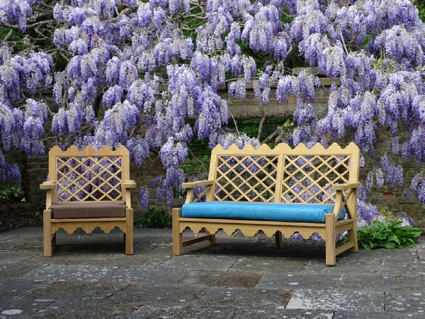 Indian Lattice Lounger Chair & 2 Seater Sofa