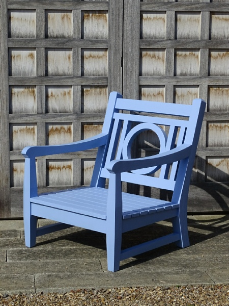 Lounger Chair in Leagrave style painted Plumbago Blue
