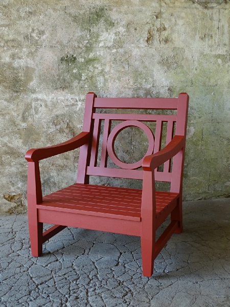 Lounger Chair in Leagrave style painted Bronze Red