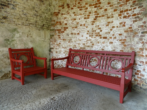 Leagrave 3 Seater Sofa & Lounger Chair painted Bronze Red