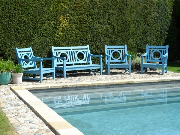 Leagrave 3 Seater Sofa & Lounger Chair painted Cobalt Blue