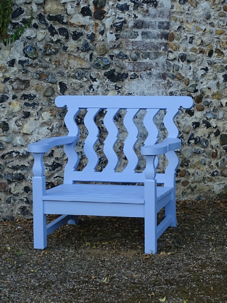 Lounger Chair in Solomonic style paintd Plumbago Blue