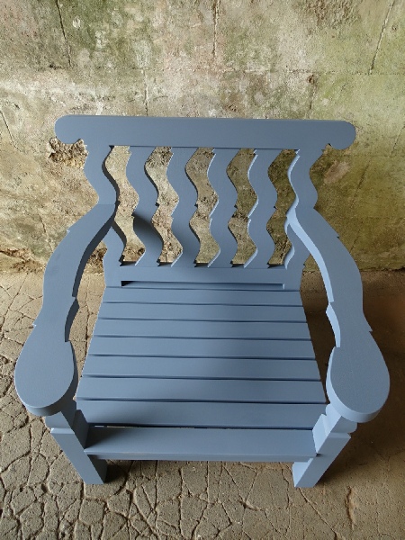 Lounger Chair in Solomonic style paintd Woad Blue