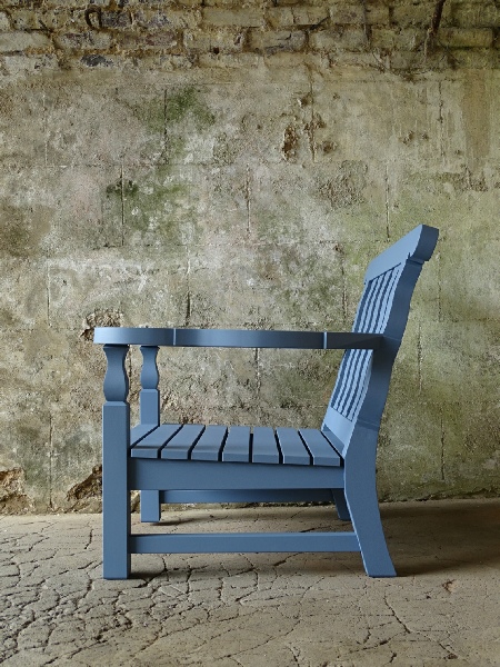 Lounger Chair in Solomonic style paintd Woad Blue