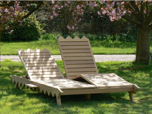 Double Sunloungers - Indian Lattice Style